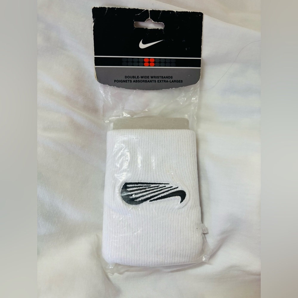NIKE NWT White Double-Wide Wristbands